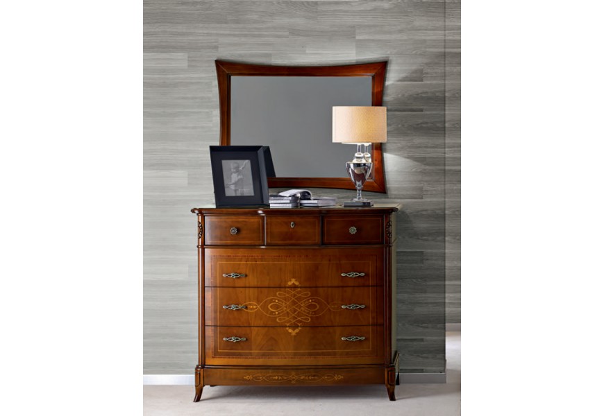 Klasické závesné obdĺžnikové zrkadlo Carpessio v masívnom ráme s ostrými rohmi a lesklým povrchom 118cm