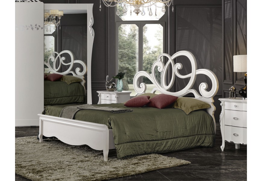 Luxusná manželská posteľ Aphrodite v klasickom štýle s vyrezávaným ozdobným čelom a úložným priestorom
