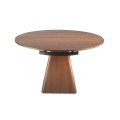 Okrúhla vrchná doska jedálenského stola Vita Naturale krásne vynikne s drevenou podstavou