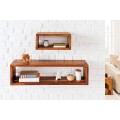 Masívna sada dvoch poličiek Satelli z palisandrového dreva vo vidieckom štýle v hnedej farbe v tvare obdĺžnika s možnosťou závesu na stenu