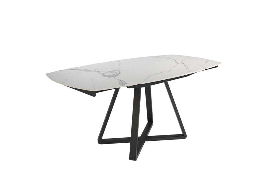 Moderný rozkladací jedálenský stôl Urbano s dizajom bieleho mramoru