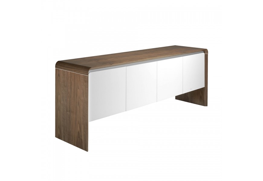 Luxusný príborník Urbano hnedý z orechovej dyhy s bielymi lakovanými dvierkami a zásuvkou