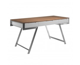Luxusný písací stôl Urbano z dreva so striebornými nožičkami 160cm