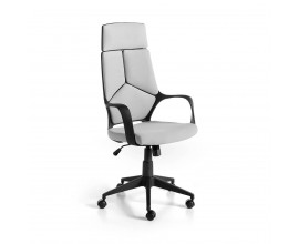 Luxusná moderná otočná stolička Urbana čalúnená sivou látkou s kolieskami 117/127cm