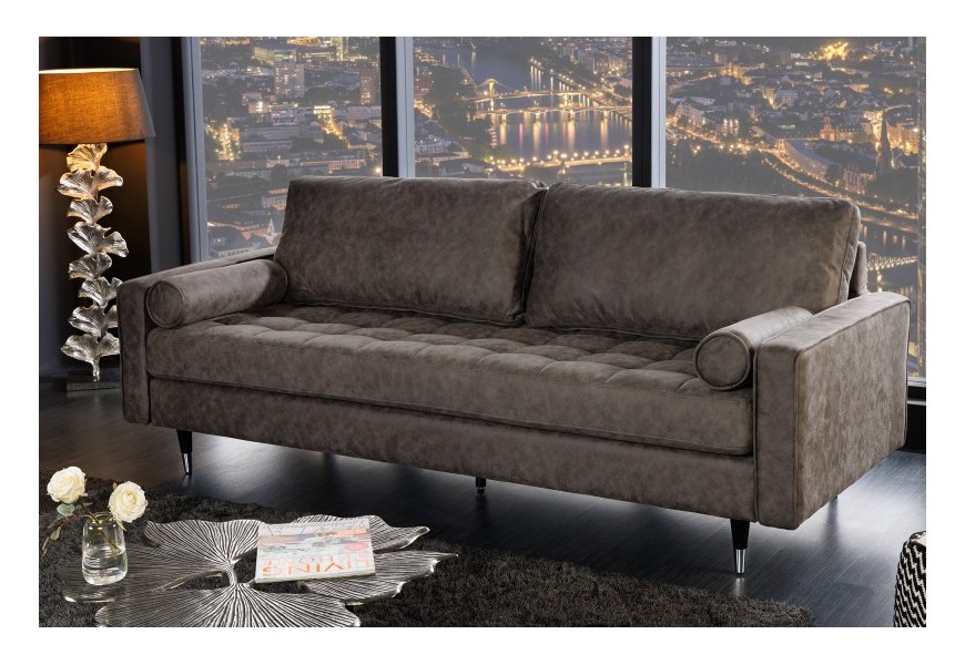 Moderná dizajnová sedačka Sintra s poťahom z mikrovlákna tmavosivej farby