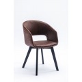 Moderná škandinávska jedálenská stolička Lena s hnedým čalúnením a čiernymi hnedými nohami 79cm