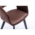 Moderná škandinávska jedálenská stolička Lena s hnedým čalúnením a čiernymi hnedými nohami 79cm