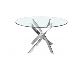 Sklenený jedálenský stôl Urbano s chrómovými nožičkami okrúhly 110-140cm