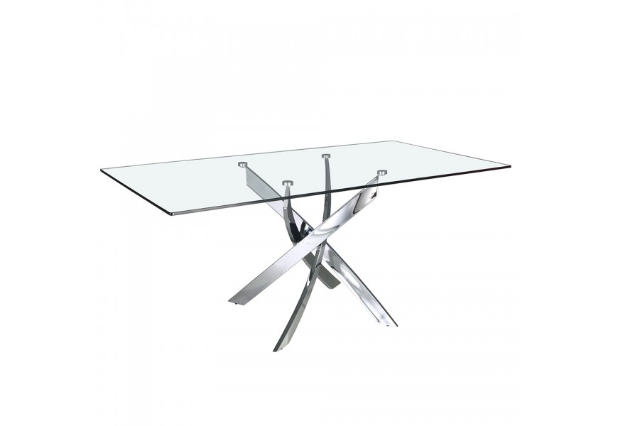 Sklenený jedálenský stôl Urbano s chrómovými nožičkami obdĺžnikový 140-180cm