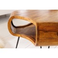 Industriálny konferenčný stolík Spin z masívneho palisandrového dreva hnedej farby a čiernych kovových nožičkách 100cm