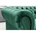 Dizajnová chesterfield trojsedačka Milenna so smaragdovozeleným čalúnením zo zamatu a s čiernymi masívnymi nožičkami 190cm