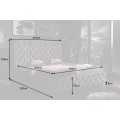 Luxusná chesterfield manželská posteľ Kreon s tmavosivým zamatovým poťahom a s vysokým čelom 180x200cm