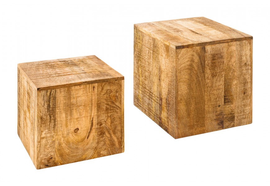 Súprava príručných stolíkov Curacao - luxusný nábytok z hnedého prírodného dreva - nadčasová elegancia.