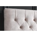 Luxusná chesterfield manželská posteľ Kreon so svetlým zamatovým poťahom vo farbe šampanského 180x200cm