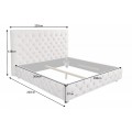 Luxusná chesterfield manželská posteľ Kreon so svetlým zamatovým poťahom vo farbe šampanského 180x200cm