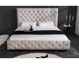 Exkluzívna chesterfield manželská posteľ Kreon v svetlobéžovom odtieni šampanské 160x200cm