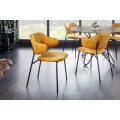 Dizajnová jedálenská stolička Mildred s horčicovožltým zamatovým čalúnením a s čiernymi nohami 83cm