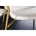 Art deco buklé jedálenská stolička Mildred s bielym poťahom a zlatou kovovou konštrukciou 83cm
