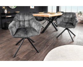 Dizajnová otočná jedálenská stolička Mariposa s tmavosivým zamatovým čalúnením a čiernymi nohami 83cm
