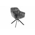Dizajnová otočná jedálenská stolička Mariposa s tmavosivým zamatovým čalúnením a čiernymi nohami 83cm