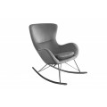 Dizajnové škandinávske hojdacie kreslo Foamin so sivým zamatovým čalúnením a s chrómovou konštrukciou 99cm