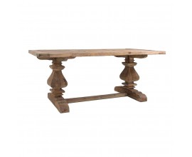 Vidiecky jedálenský stôl Komani z masívneho dreva prírodnej hnedej farby s vyrezávanými nohami 200cm