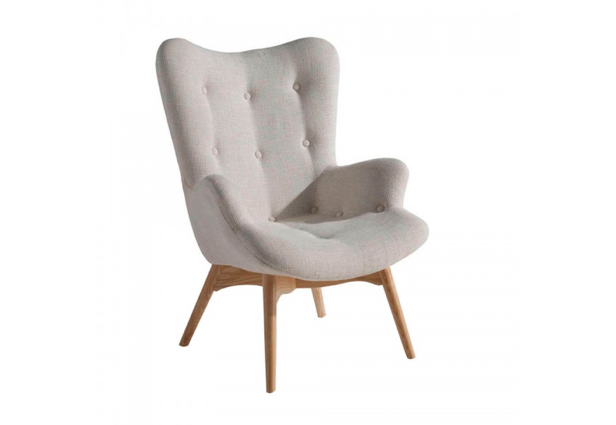 Dizajnové kreslo Forma Moderna v off white bielom modernom prevedení s nožičkami z masívneho dreva