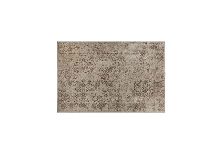 Klasický obdĺžnikový koberec Rael béžovej farby s florálnym dekoratívnym vzorom