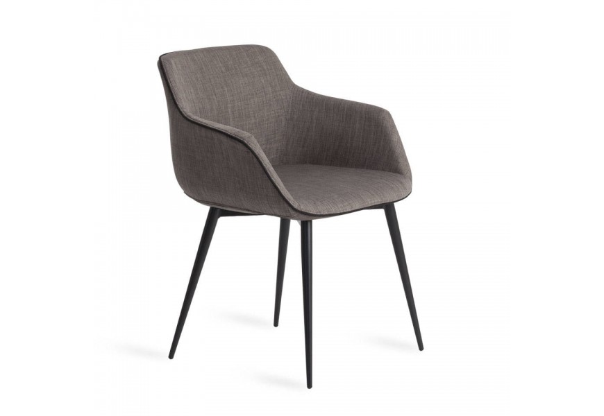 Dizajnová jedálenská stolička Forma Moderna v sivom modernom prevedení s oceľovými nožičkami v čiernej farbe