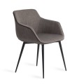 Dizajnová jedálenská stolička Forma Moderna v sivom modernom prevedení s oceľovými nožičkami v čiernej farbe