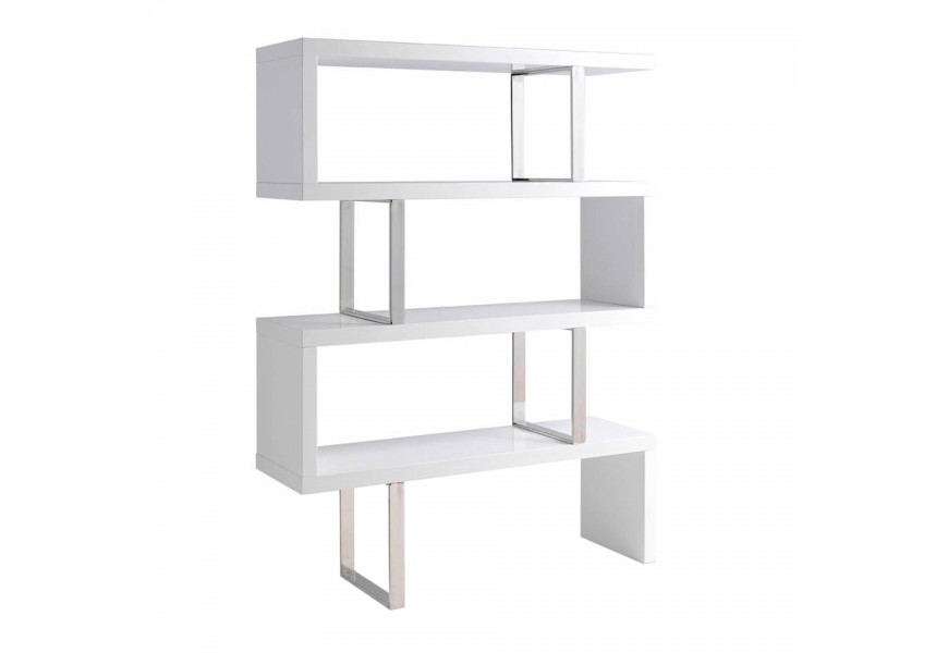 Moderný biely regál Forma Moderna s chrómovým detailom 170cm
