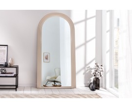 Art deco dizajnové zrkadlo Swan oblúkového tvaru s béžovým kaskádovým rámom 160cm