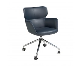 Kožená modrá kancelárska stolička Forma Moderna na kolieskach 80cm