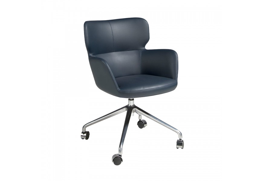 Moderná kancelárska stolička Forma Moderna s tmavomodrým eko-koženým čalúnením