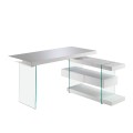 Luxusný biely pracovný stôl Forma Moderna v modernom prevedení s nožičkami z tvrdeného skla a bočnou zásuvkou