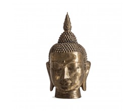 Orientálna socha hlavy Buddhy z bronzu v zlatom prevedení s ručným zdobením 65cm