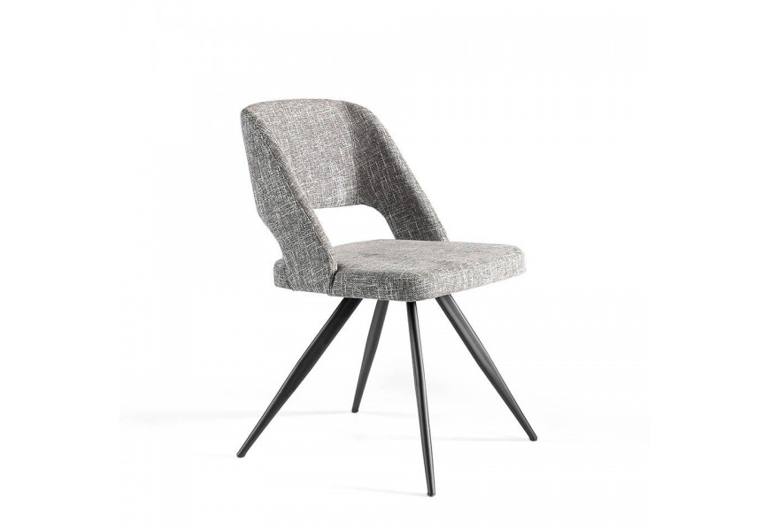 Dizajnová jedálenská stolička Forma Moderna v modernom štýle so sivým textilným čalúnením a kovovými nožičkami