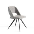 Dizajnová jedálenská stolička Forma Moderna v modernom štýle so sivým textilným čalúnením a kovovými nožičkami