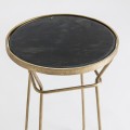 Art deco okrúhly príručný stolík Centauri s čiernou mramorovou doskou a zlatou konštrukciou z kovu 62cm