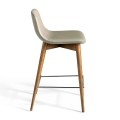 Luxusná taupe sivá kožená barová stolička Forma Moderna z masívu 93cm