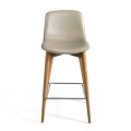 Luxusná taupe sivá kožená barová stolička Forma Moderna z masívu 93cm