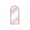 Vysoké zrkadlo Swan v art deco štýle s pastelovým ružovým rámom s kaskádovým efektom a oblou hornou hranou