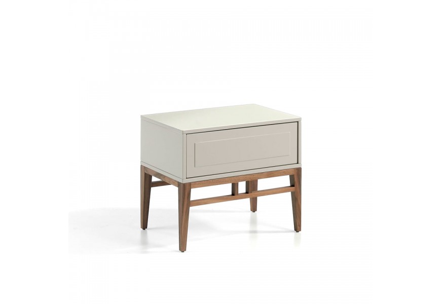 Moderný sivý nočný stolík Forma Moderna z dreva so zásuvkou
