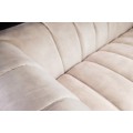 Zamatová moderná sedačka Vermont v krémovej champagne farbe na čiernych nožičkách s prešívaním v art deco štýle 225cm
