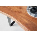 Industriálny jedálenský stôl Mammut z akácie v prírodnej hnedej farbe na antracitových kovových nohách 175cm