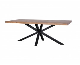 Industriálny jedálenský stôl z masívneho dubového dreva na čiernej konštrukciu z kovu v tvare hviezdy 200cm