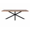 Jedálenský stôl Comedor v tvare obdĺžnika s vrchnou doskou z dubového masívu s lakovaným povrchom a čiernou kovovou konštrukciou s nohami v tvare hviezdy