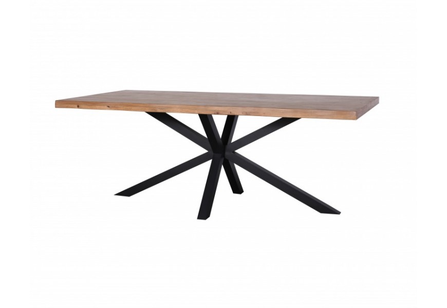 Industriálny jedálenský stôl Comedor z masívneho dubového dreva na čiernej konštrukciu z kovu v tvare hviezdy 240cm