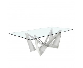 Sklenený obdĺžnikový jedálenský stôl Urbano s podnožou z kovu 240cm