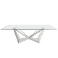 Jedálenský stôl Urbano predstavuje taliansky dizajn s jeho moderným skleneným povrchom a lesklou chrómovou podnožou